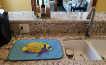 Load image into Gallery viewer, Tropical Fish on Blue Dish Drying Mat – Absorbent, Artistic Kitchen Essentials 8579DDM