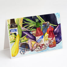 Load image into Gallery viewer, Crystal Hot Sauce with Seafood Greeting Cards -  Blank Note Cards – 8-Pack of Artist-Designed Cards with Envelopes