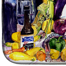 Load image into Gallery viewer, Crystal Hot Sauce with Fleur De lis and Wine Dish Drying Mat – Absorbent, Artistic Kitchen Essentials 8638DDM