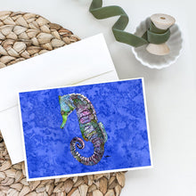 Load image into Gallery viewer, Seahorse on Blue Greeting Cards -  Blank Note Cards – 8-Pack of Artist-Designed Cards with Envelopes