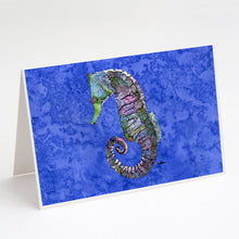Load image into Gallery viewer, Seahorse on Blue Greeting Cards -  Blank Note Cards – 8-Pack of Artist-Designed Cards with Envelopes