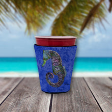 Load image into Gallery viewer, Seahorse Purple and Blue Cup Hugger - Reusable Party Cup Sleeve with Personality