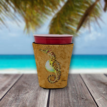 Load image into Gallery viewer, Seahorse Male on gold Cup Hugger - Reusable Party Cup Sleeve with Personality