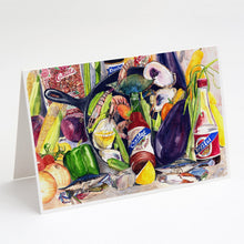 Load image into Gallery viewer, Crystal Hot Sauce with Camellia Beans and Black Skillet Greeting Cards -  Blank Note Cards – 8-Pack of Artist-Designed Cards with Envelopes