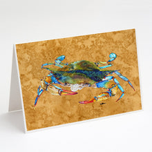 Load image into Gallery viewer, Crab Blowing Bubbles Greeting Cards -  Blank Note Cards – 8-Pack of Artist-Designed Cards with Envelopes
