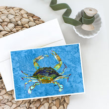 Load image into Gallery viewer, Blue Crab on Blue Greeting Cards -  Blank Note Cards – 8-Pack of Artist-Designed Cards with Envelopes