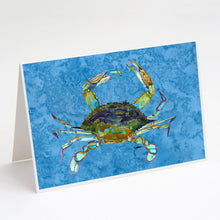 Load image into Gallery viewer, Blue Crab on Blue Greeting Cards -  Blank Note Cards – 8-Pack of Artist-Designed Cards with Envelopes