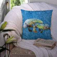 Load image into Gallery viewer, Manatee Throw Pillow - Momma and Baby - Indoor &amp; Outdoor Coastal Home Accent