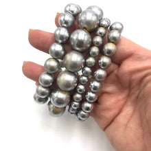 Load image into Gallery viewer, Shabby Silver Stack and Stretch Bracelet Set