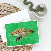 Load image into Gallery viewer, Loggerhead Turtle on Green Greeting Cards -  Blank Note Cards – 8-Pack of Artist-Designed Cards with Envelopes