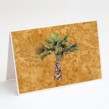 Load image into Gallery viewer, Palm Tree on Gold Greeting Cards -  Blank Note Cards – 8-Pack of Artist-Designed Cards with Envelopes