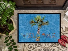 Load image into Gallery viewer, Welcome Palm Tree on Blue Doormat - 24x36 Decorative Floor Mat – Indoor/Outdoor Rug
