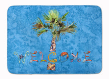 Load image into Gallery viewer, Welcome Palm Tree on Blue Machine Washable Memory Foam Mat 8708RUG