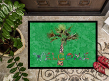 Load image into Gallery viewer, Welcome Palm Tree on Green Doormat - 24x36 Decorative Floor Mat – Indoor/Outdoor Rug
