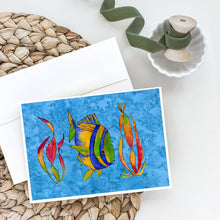 Load image into Gallery viewer, Troical Fish and Seaweed on Blue Greeting Cards -  Blank Note Cards – 8-Pack of Artist-Designed Cards with Envelopes