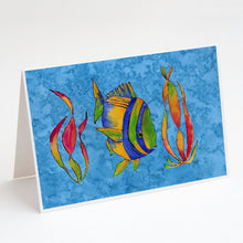 Load image into Gallery viewer, Troical Fish and Seaweed on Blue Greeting Cards -  Blank Note Cards – 8-Pack of Artist-Designed Cards with Envelopes