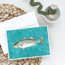 Load image into Gallery viewer, Striped Bass Fish Greeting Cards -  Blank Note Cards – 8-Pack of Artist-Designed Cards with Envelopes