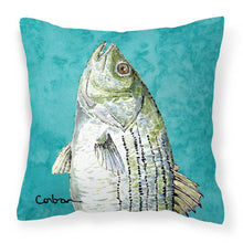 Load image into Gallery viewer, Striped Bass Fish Throw Pillow - 14x14 Decorative Pillow – Art for Your Home &amp; Patio 8720PW1414