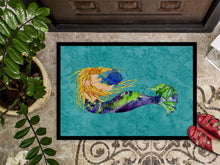 Load image into Gallery viewer, Blonde Mermaid on Teal Doormat - 24x36 Decorative Floor Mat – Indoor/Outdoor Rug