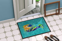 Load image into Gallery viewer, Blonde Mermaid on Teal Doormat - 24x36 Decorative Floor Mat – Indoor/Outdoor Rug