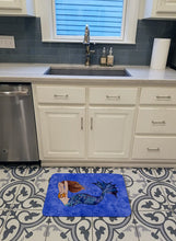 Load image into Gallery viewer, Brunette Mermaid on Blue Machine Washable Memory Foam Mat 8725RUG