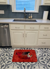 Load image into Gallery viewer, Black Haired Mermaid on Red Machine Washable Memory Foam Mat 8726RUG