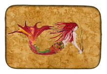 Load image into Gallery viewer, Ginger Red Headed Mermaid on Gold Dish Drying Mat – Absorbent, Artistic Kitchen Essentials 8727DDM
