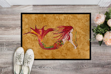 Load image into Gallery viewer, Ginger Red Headed Mermaid on Gold Doormat - 24x36 Decorative Floor Mat – Indoor/Outdoor Rug