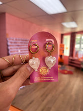 Load image into Gallery viewer, Marble Heart Titanium Earrings