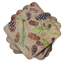 Load image into Gallery viewer, Pine Cones  Coasters - Set of 4 Lightweight Foam, Absorbent Drink Coasters