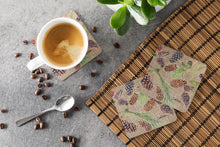 Load image into Gallery viewer, Pine Cones  Coasters - Set of 4 Lightweight Foam, Absorbent Drink Coasters