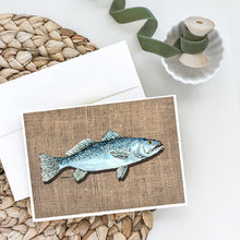 Load image into Gallery viewer, Fish Speckled Trout  on Faux Burlap Greeting Cards -  Blank Note Cards – 8-Pack of Artist-Designed Cards with Envelopes
