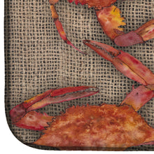 Load image into Gallery viewer, Cooked Crabs on Faux Burlap Dish Drying Mat – Absorbent, Artistic Kitchen Essentials 8742DDM