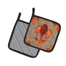 Load image into Gallery viewer, Thanksgiving Turkey Fleur de lis Pot Holders - Set of 2 Decorative Kitchen Helpers | Made in the USA 8744PTHD