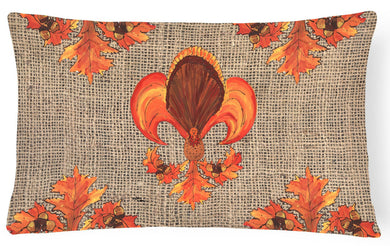 Thanksgiving Turkey Fleur de lis Decorative   Canvas Fabric Pillow
