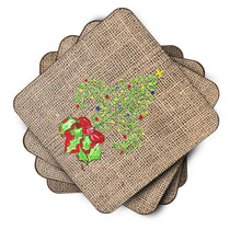Load image into Gallery viewer, Tree Fleur de lis Christmas Coasters - Set of 4 Lightweight Foam, Absorbent Drink Coasters