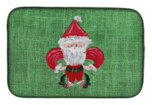Load image into Gallery viewer, Christmas Santa Fleur de lis Dish Drying Mat – Absorbent, Artistic Kitchen Essentials 8746DDM