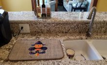 Load image into Gallery viewer, Halloween Pumpkin Bat Fleur de lis Dish Drying Mat – Absorbent, Artistic Kitchen Essentials 8748DDM