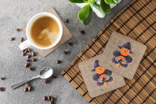 Load image into Gallery viewer, Halloween Pumpkin Bat Fleur de lis Coasters - Set of 4 Lightweight Foam, Absorbent Drink Coasters