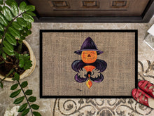 Load image into Gallery viewer, Halloween Pumpkin Bat Fleur de lis Doormat - 24x36 Decorative Floor Mat – Indoor/Outdoor Rug