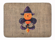 Load image into Gallery viewer, Halloween Pumpkin Bat Fleur de lis Machine Washable Memory Foam Mat 8748RUG