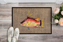 Load image into Gallery viewer, Hog Snapper on Faux Burlap Doormat - 24x36 Decorative Floor Mat – Indoor/Outdoor Rug