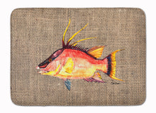 Load image into Gallery viewer, Hog Snapper on Faux Burlap Machine Washable Memory Foam Mat 8753RUG