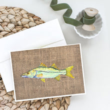 Load image into Gallery viewer, Fish - Snook Faux Burlap Greeting Cards -  Blank Note Cards – 8-Pack of Artist-Designed Cards with Envelopes
