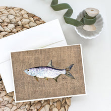 Load image into Gallery viewer, Fish - Tarpon Faux Burlap Greeting Cards -  Blank Note Cards – 8-Pack of Artist-Designed Cards with Envelopes