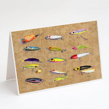 Load image into Gallery viewer, Fishing Lures Greeting Cards -  Blank Note Cards – 8-Pack of Artist-Designed Cards with Envelopes