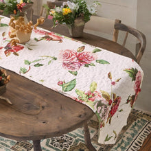 Load image into Gallery viewer, DaDa Bedding Romantic Roses Pink White Lovely Floral Quilted Dining Table Runner (879)