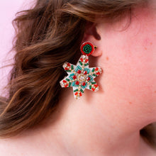 Load image into Gallery viewer, Holiday Beaded Snowflake Earrings