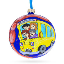 Load image into Gallery viewer, Yellow School Bus Glass Ball Christmas Ornament 4 Inches