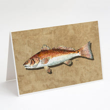 Load image into Gallery viewer, Red Fish Greeting Cards -  Blank Note Cards – 8-Pack of Artist-Designed Cards with Envelopes